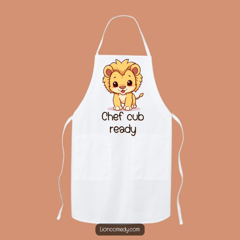 Funny Kawaii Lion Cub Pounce Apron - Cute Baby Lion Kitchen Wear