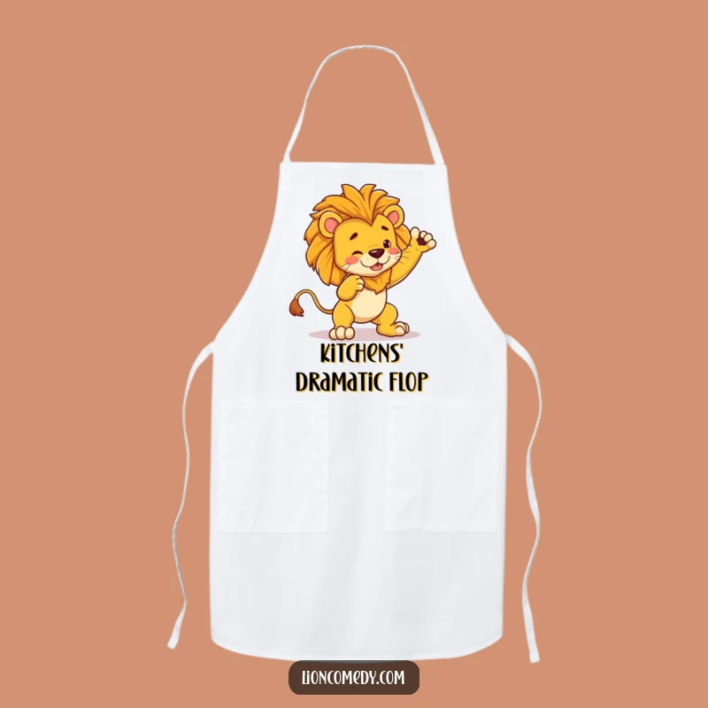 Funny Dramatic Lion Tripping Apron: Kawaii Pose Fail Chef for Comedic Cooking