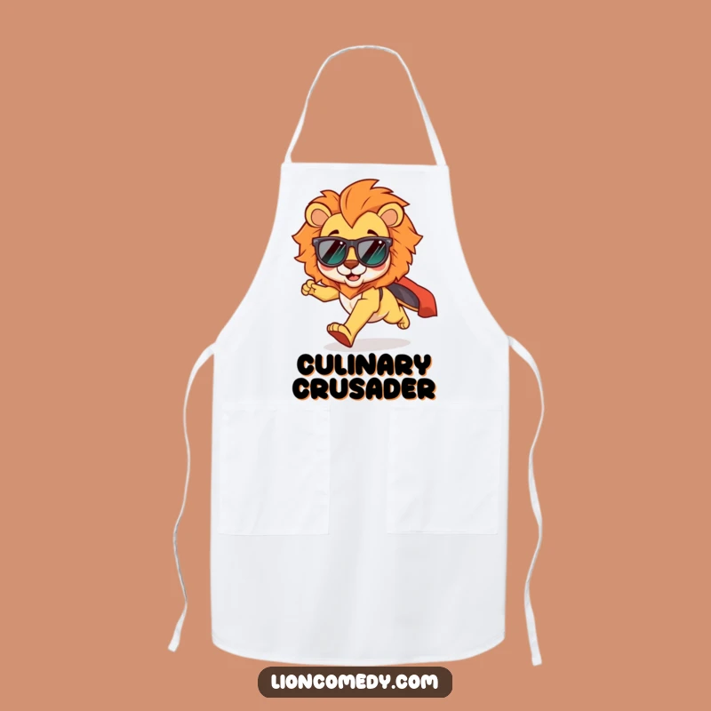 Funny Kawaii Lion Cool Runner Apron: Shades & Cape for Kitchen Heroics
