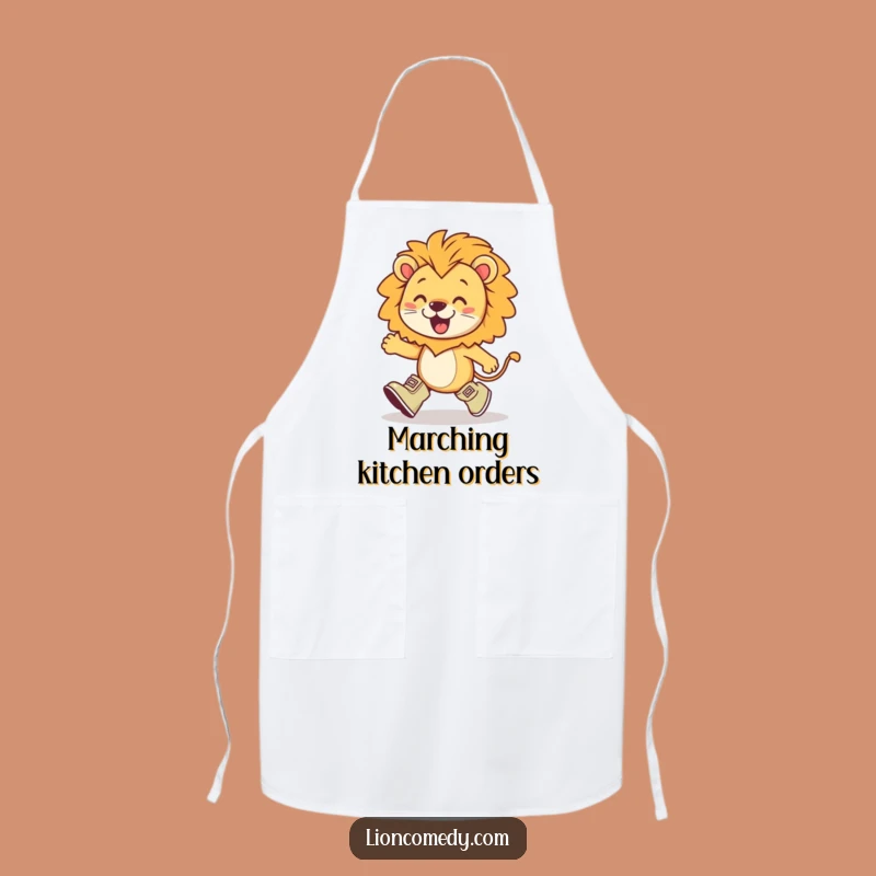 Funny Kawaii Lion Marching Apron: Kitchen March, Chef Gift