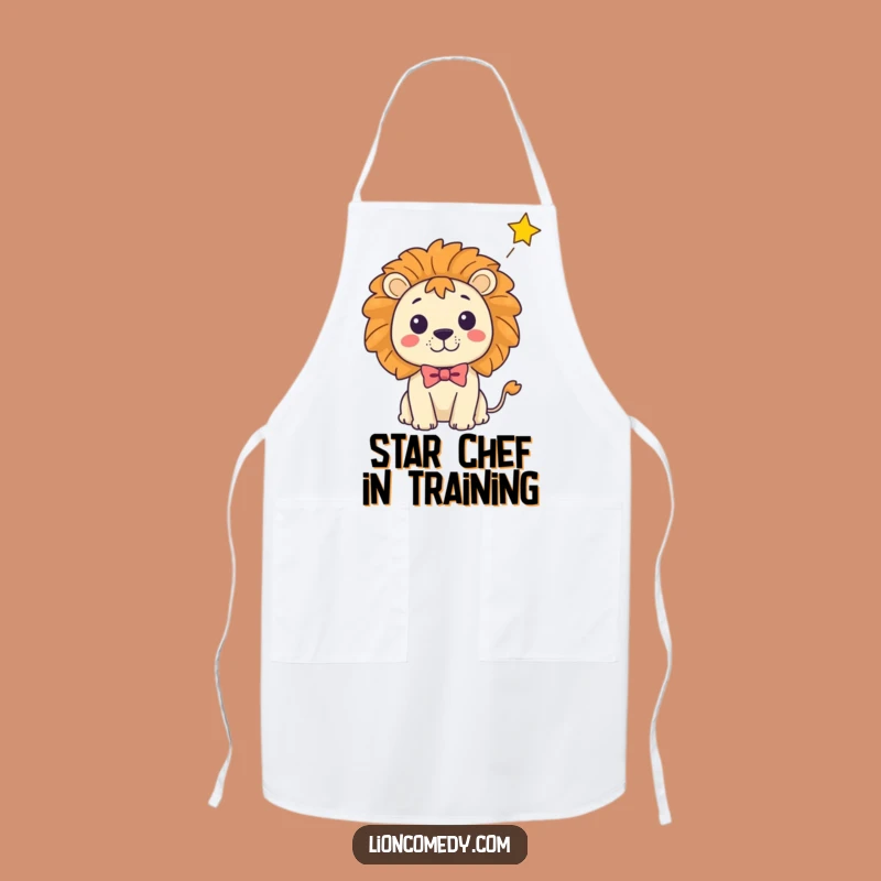 Make kitchen time more amusing with this funny apron showcasing a kawaii lion's surprised reaction to a falling star. Protect your clothes with a smile.