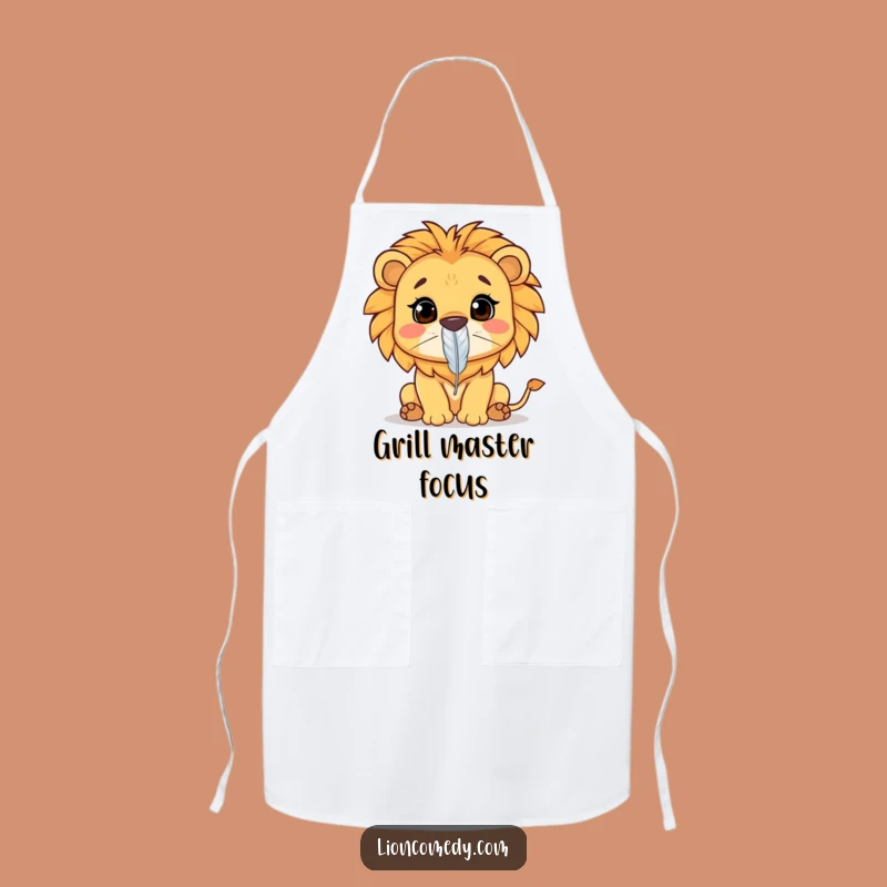 Funny Kawaii Lion Apron: Focused Chef, Hilarious Kitchen Gift for Cooks