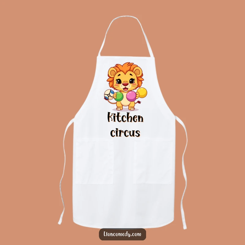 Juggle your culinary tasks with confidence and a smile using this funny apron featuring a focused kawaii lion!