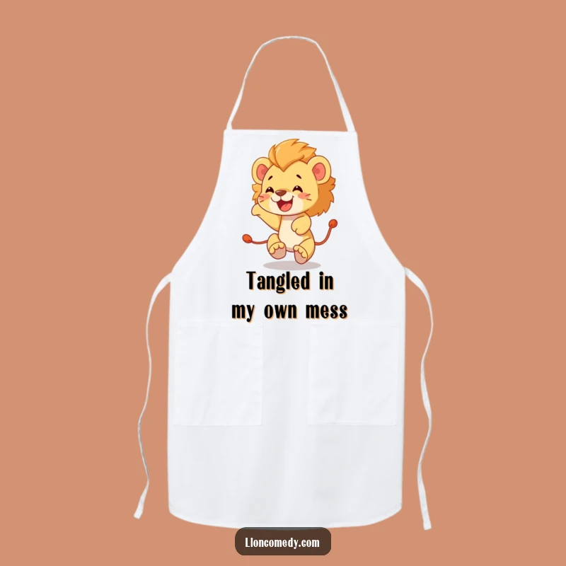 Funny Lion Cub Tail Chase Apron: Cook Up Laughs in the Kitchen, Perfect Funny Gift