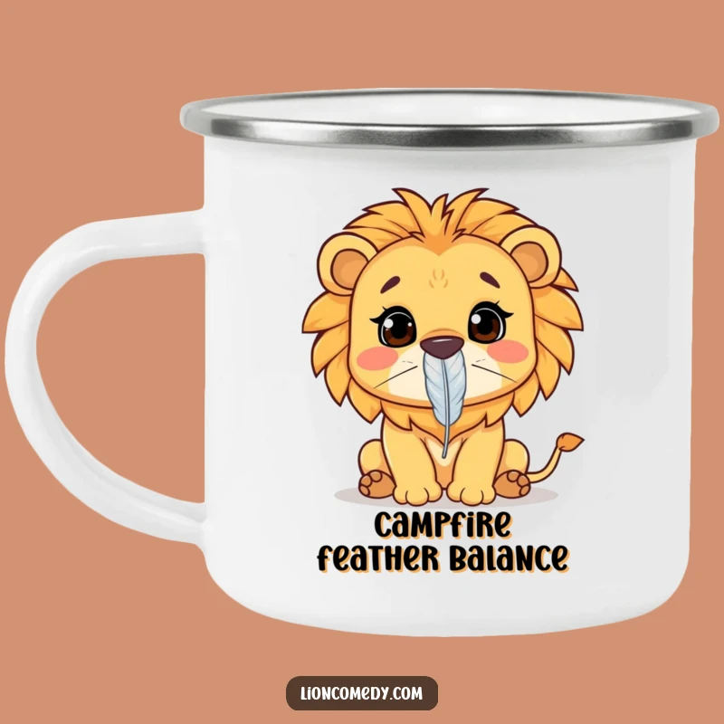 Funny Kawaii Lion Camping Mug: Focused Outdoors, Perfect Outdoor Humorous Gift