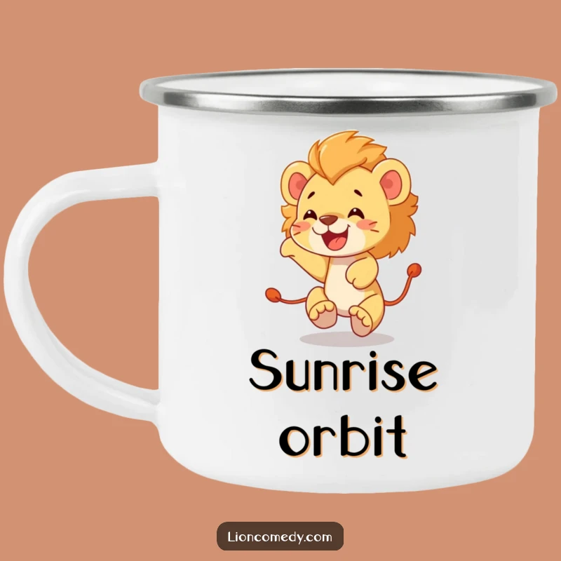Durable Funny Lion Cub Tail Chase Camping Mug: Adventure Fuelled by Laughter