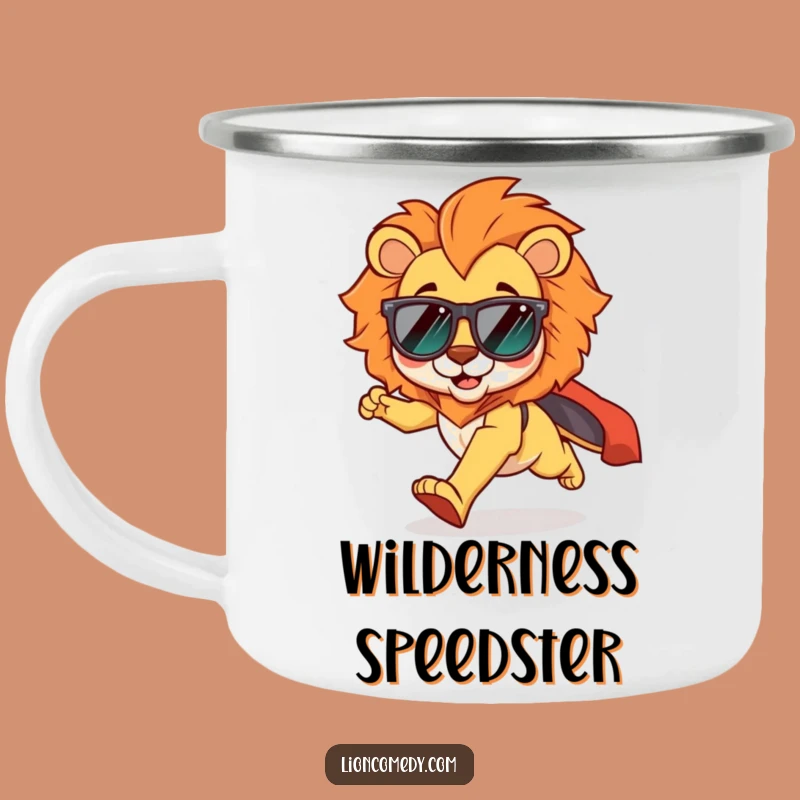 Funny Kawaii Lion Cool Runner Camping Mug: Shades & Cape Outdoor Fun, Gift