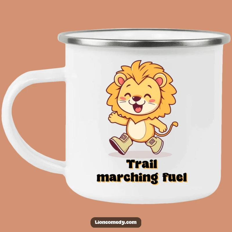 Funny Kawaii Lion Marching Camping Mug: Adventure Boots, Outdoor Gift
