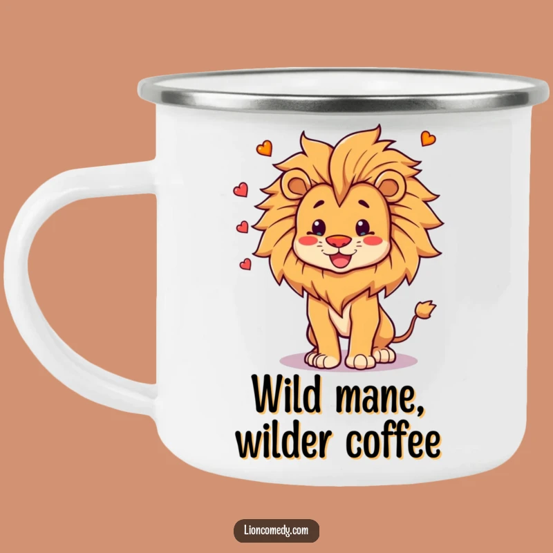 Enjoy your adventure with a smile thanks to this funny lion camping mug, featuring a proud lion juggling its own mane. Built for the wild and witty.