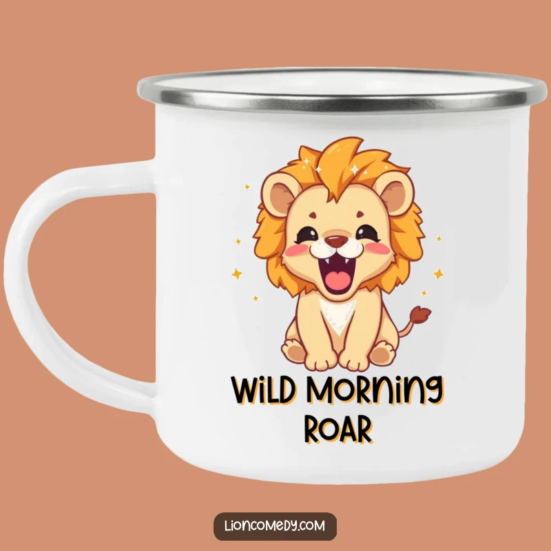 Funny Roaring Lion Cub Camping Mug: Sparkly Mane Cub Outdoors, Gift