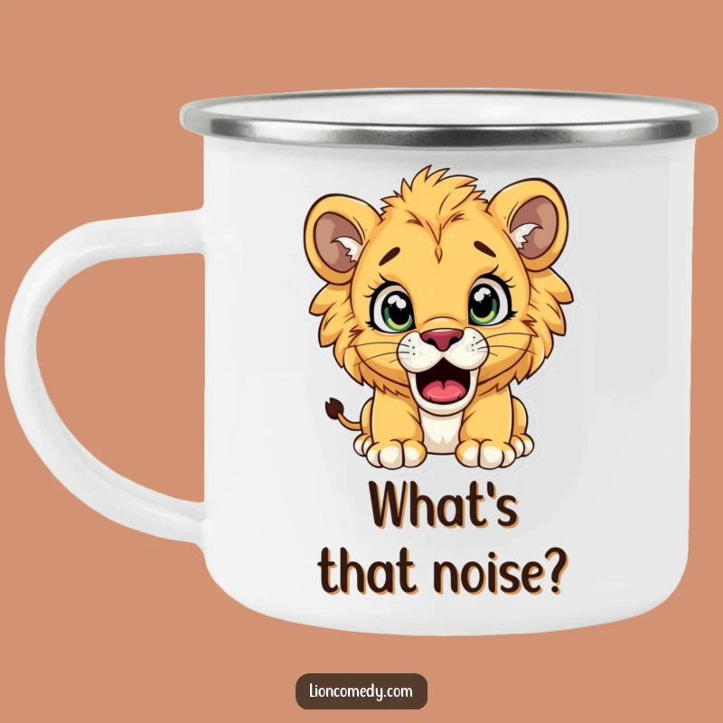Durable Funny Surprised Lion Cub Camping Mug: Sip with Shock and Laughter