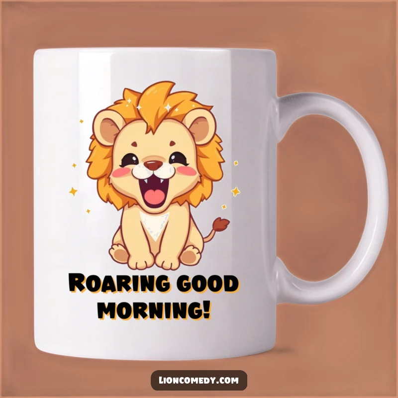 Funny Roaring Lion Cub Mug: Sparkly Mane Cub, Cute Fierce Gift
