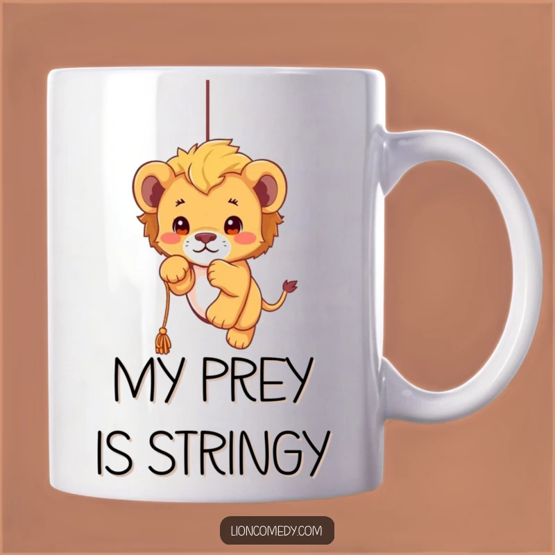 Funny Kawaii Lion Cub Pouncing Mug: Adorable Playful Cub Gift for Animal Lovers