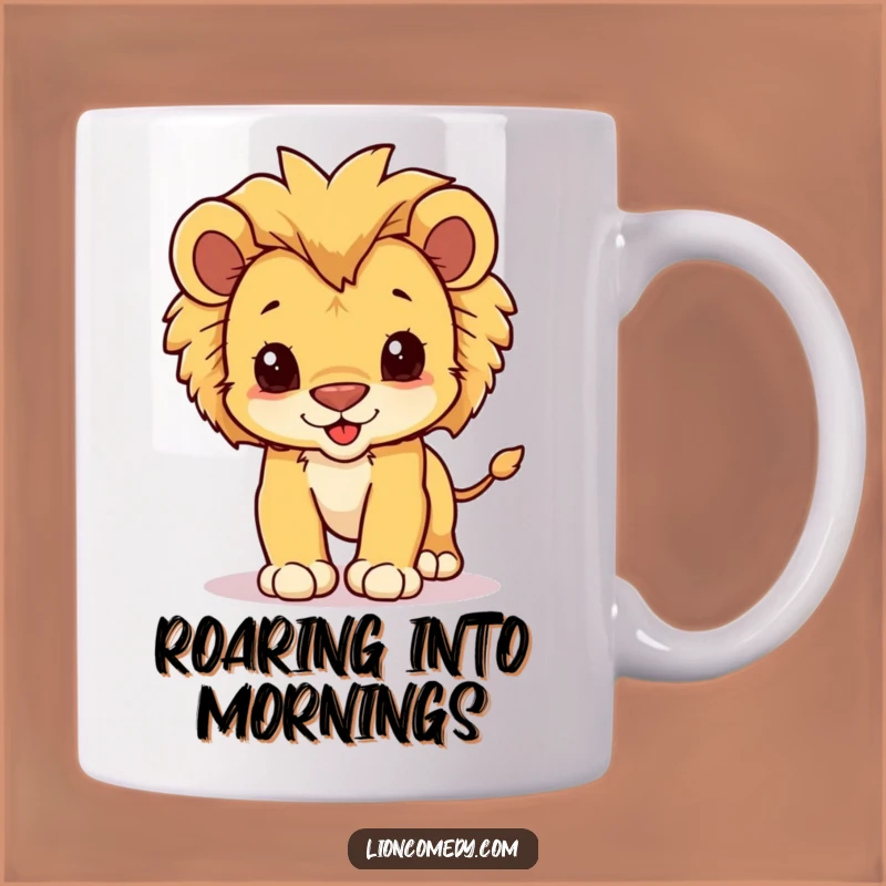Funny Kawaii Lion Cub Pounce Mug - Adorable Baby Lion Gift for Animal Lovers