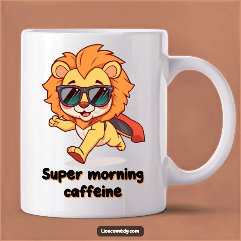 Funny Kawaii Lion Cool Runner Mug: Exciting Shades & Cape Gift for Fun