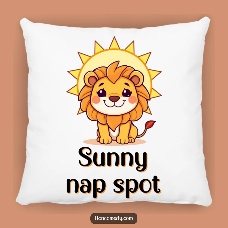 Funny Kawaii Lion Sun Grin Pillow - Cozy Mischievous Creature Cushion