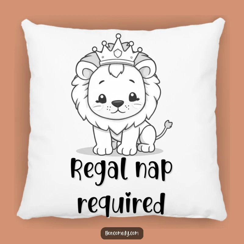 Funny Regal Lion Stumbling Pillow: Cozy Crowned Cub Cushion for Royal Comfort