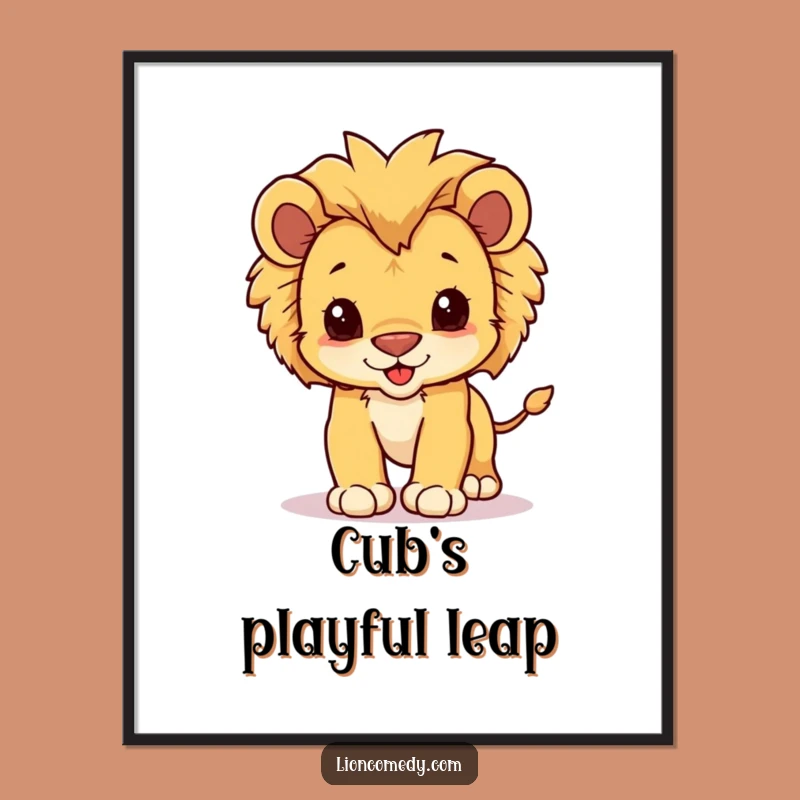 Funny Kawaii Lion Cub Pounce Digital Art - Cute Baby Lion Download