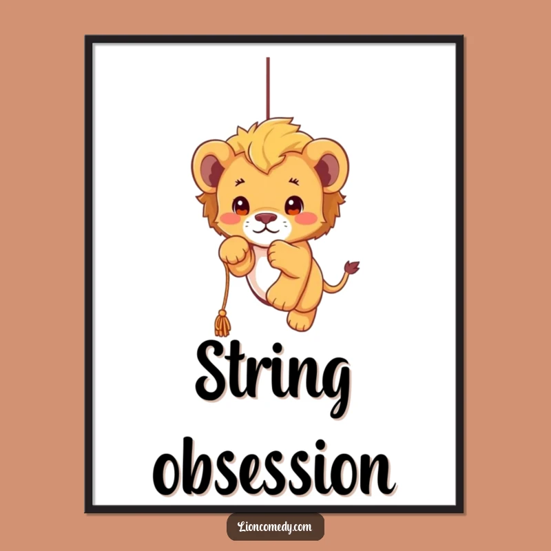 Funny Kawaii Lion Cub Pouncing Digital Art: Cute Playful Cub Printable for Joyful Decor