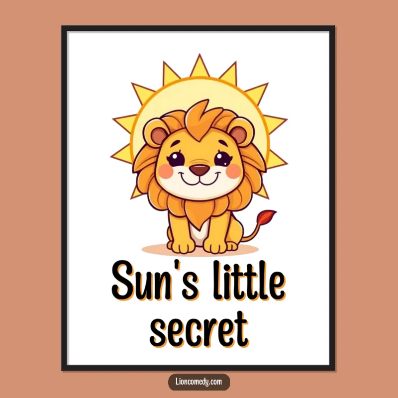 Funny Kawaii Lion Sun Grin Digital Art - Mischievous Animal Download