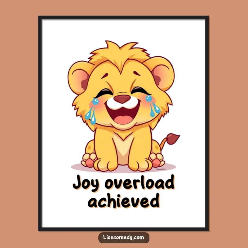 Funny Laughing Lion Cub Tears Digital Art: Instant Joyful Decor
