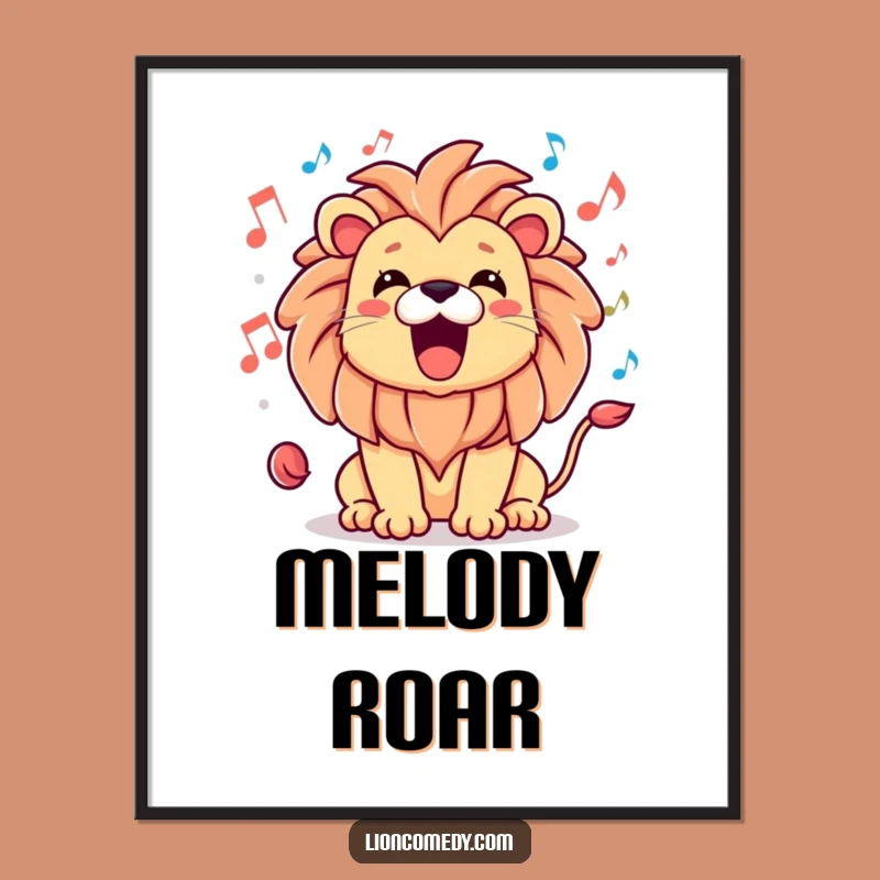 Funny Kawaii Lion Roar Digital Art - Musical Animal Download