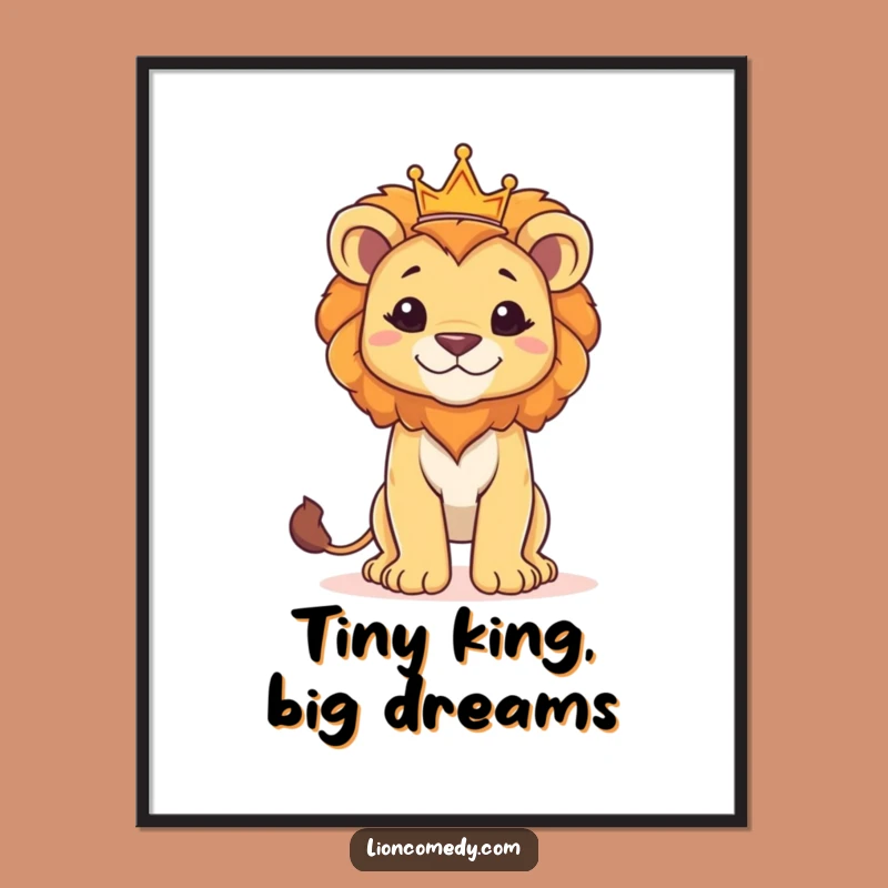 Funny Proud Lion Cub Crown Digital Art: Instant Royal Decor for Kids