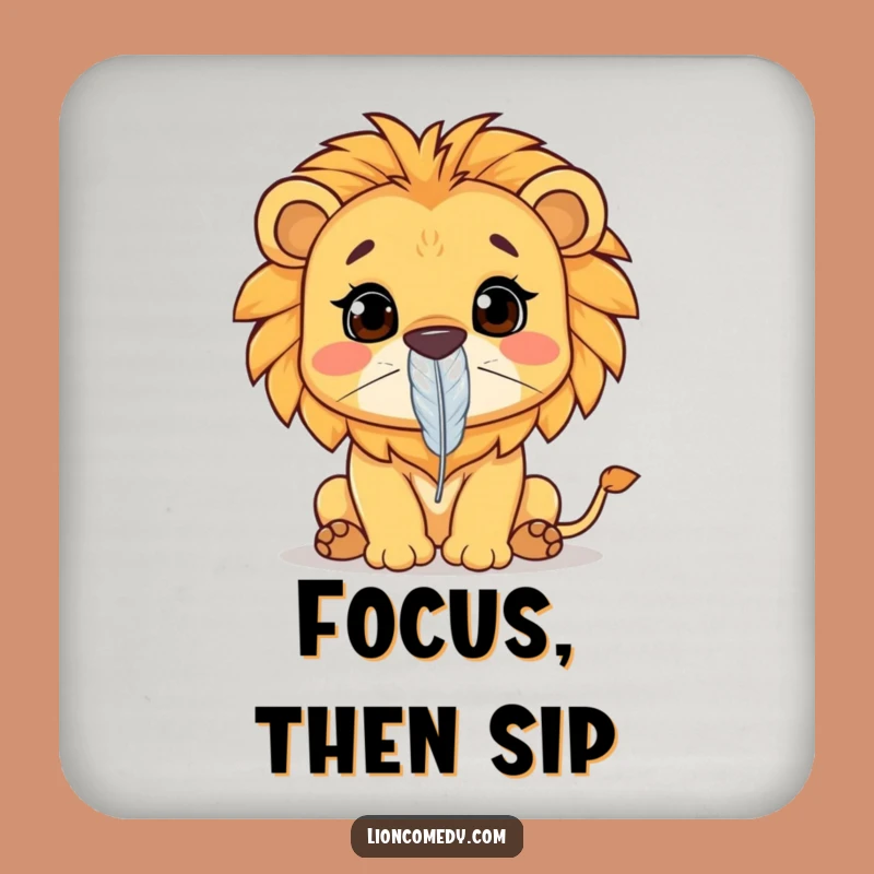 Funny Kawaii Lion Coasters: Feather Protection, Set of Humorous Table Gifts