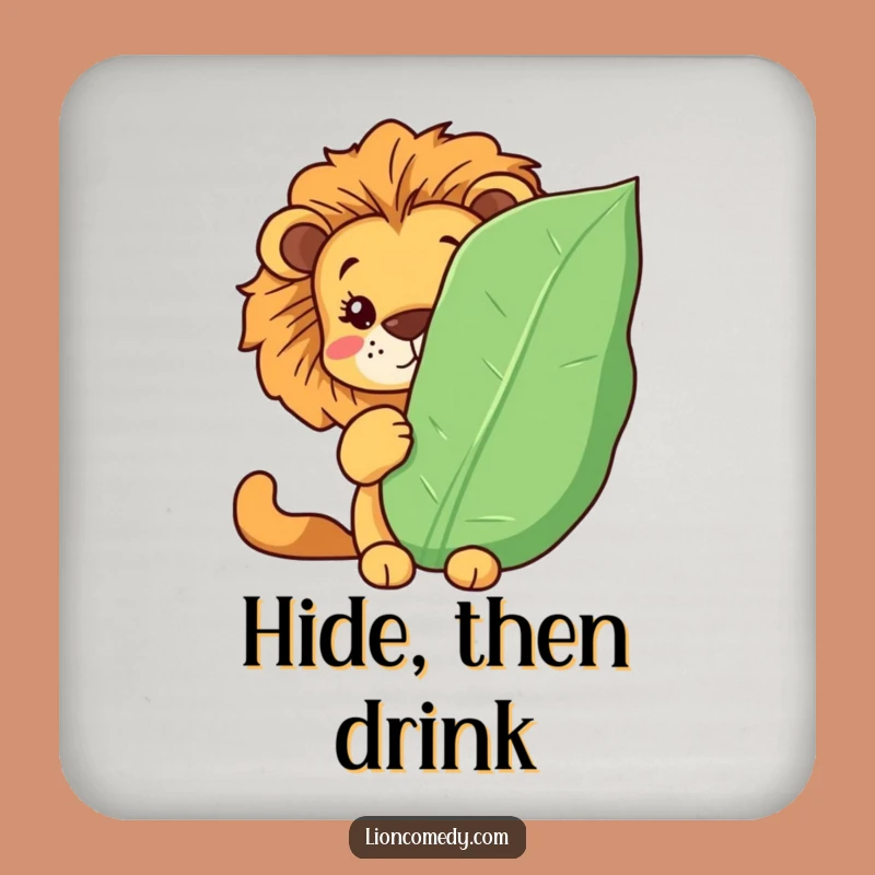 Funny Kawaii Lion Coasters: Hidden Protection, Set of Humorous Table Gifts