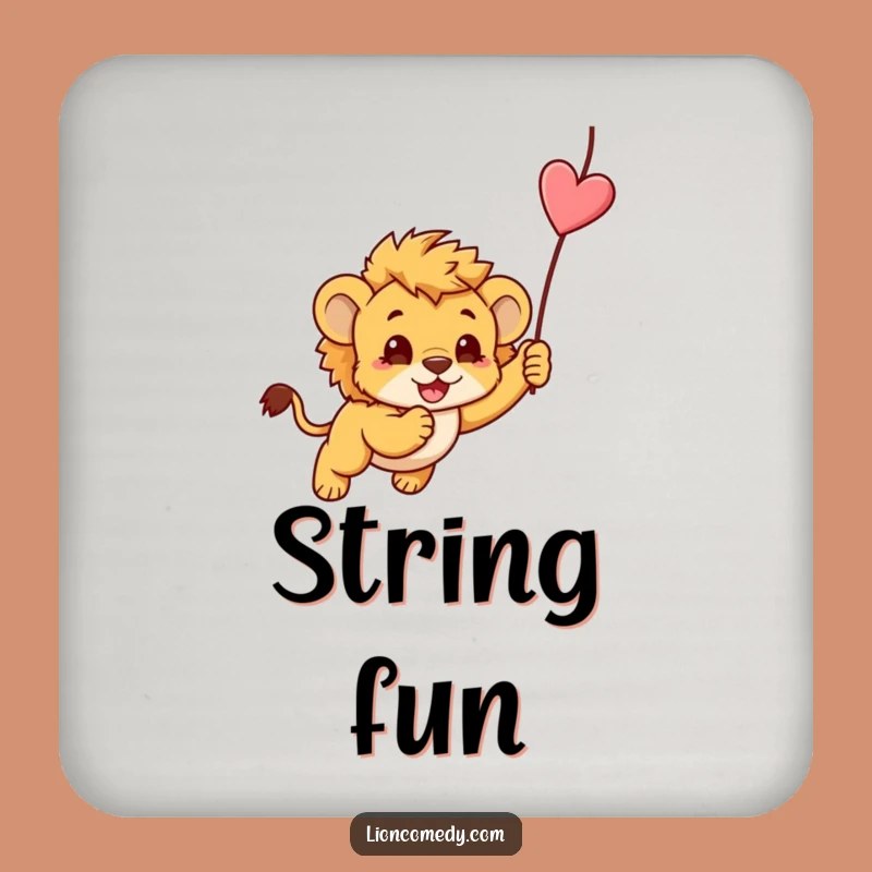 Protect your surfaces with a smile using this funny coaster set featuring a playful kawaii lion cub pouncing! Adds charm and prevents spills.