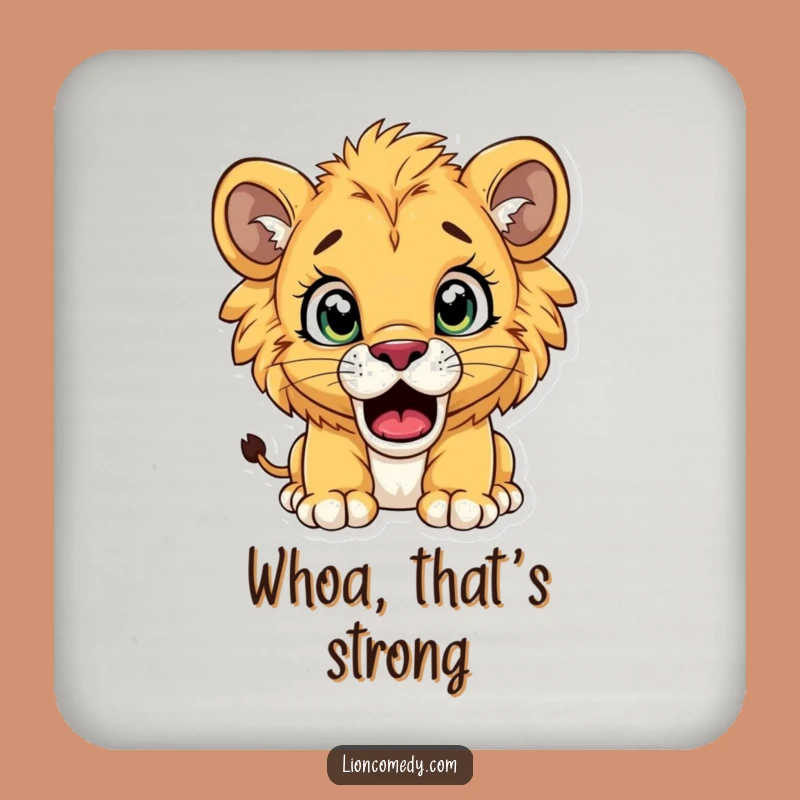 Funny Surprised Lion Cub Coaster Set: Protect Surfaces with Shocking Humor