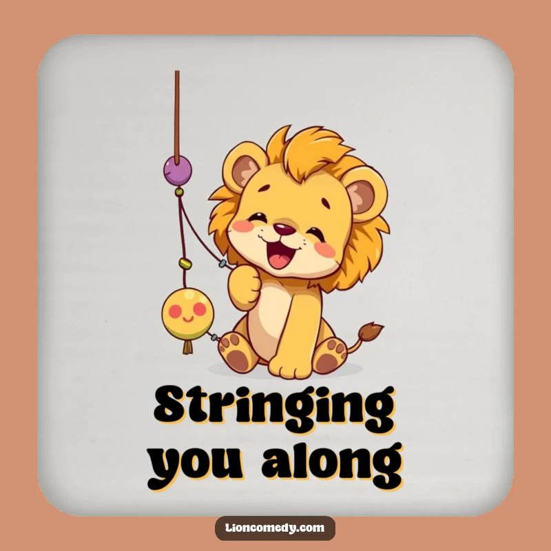 Funny Lion Cub String Toy Coaster Set: Protect Surfaces with Playful Humor