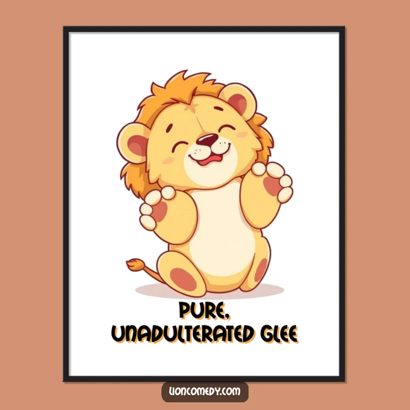 Funny Rollover Lion Cub Poster: Joyful Art, Paws in the Air