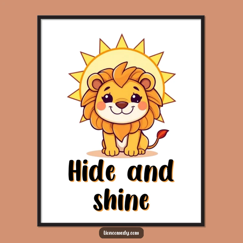 Funny Kawaii Lion Sun Grin Poster - Mischievous Animal Wall Art