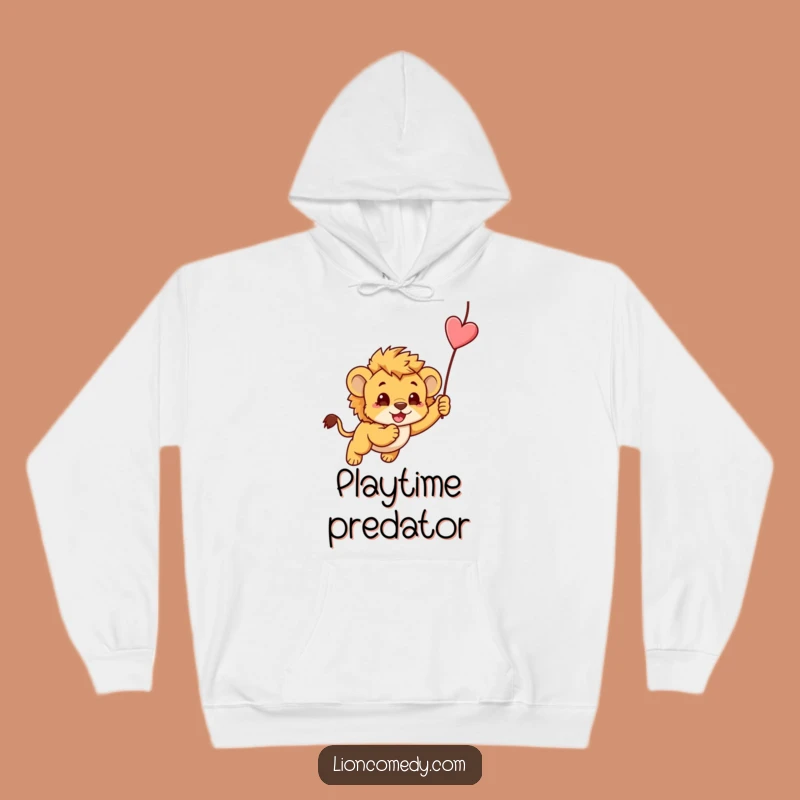 Stay warm and entertained with this incredibly funny hoodie featuring a determined kawaii lion cub ready to pounce! Perfect for lounging or adventures.