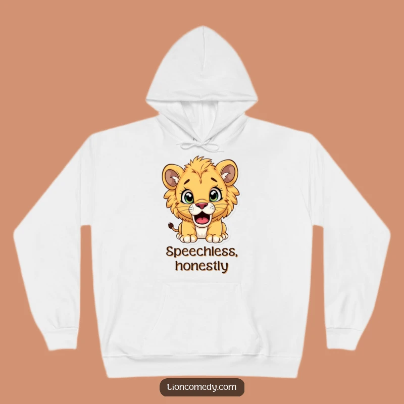 Cozy Funny Surprised Lion Cub Hoodie: Warmth Meets Wide-Eyed Wonder, Ideal Funny Gift