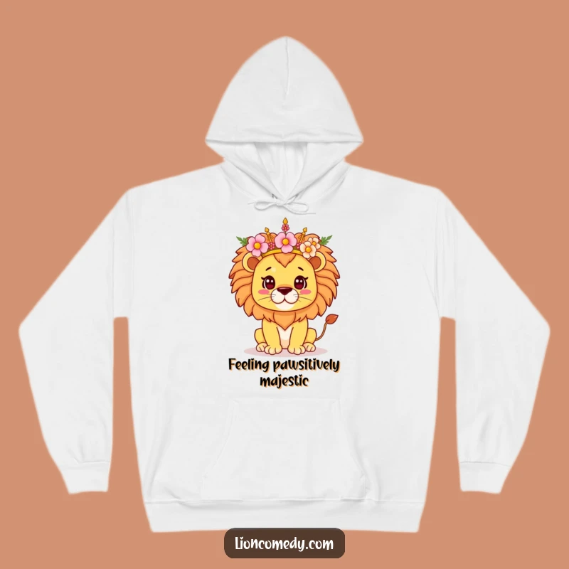 Funny Kawaii Lion Flower Crown Hoodie - Cozy Pride, Warm Cute Animal Gift