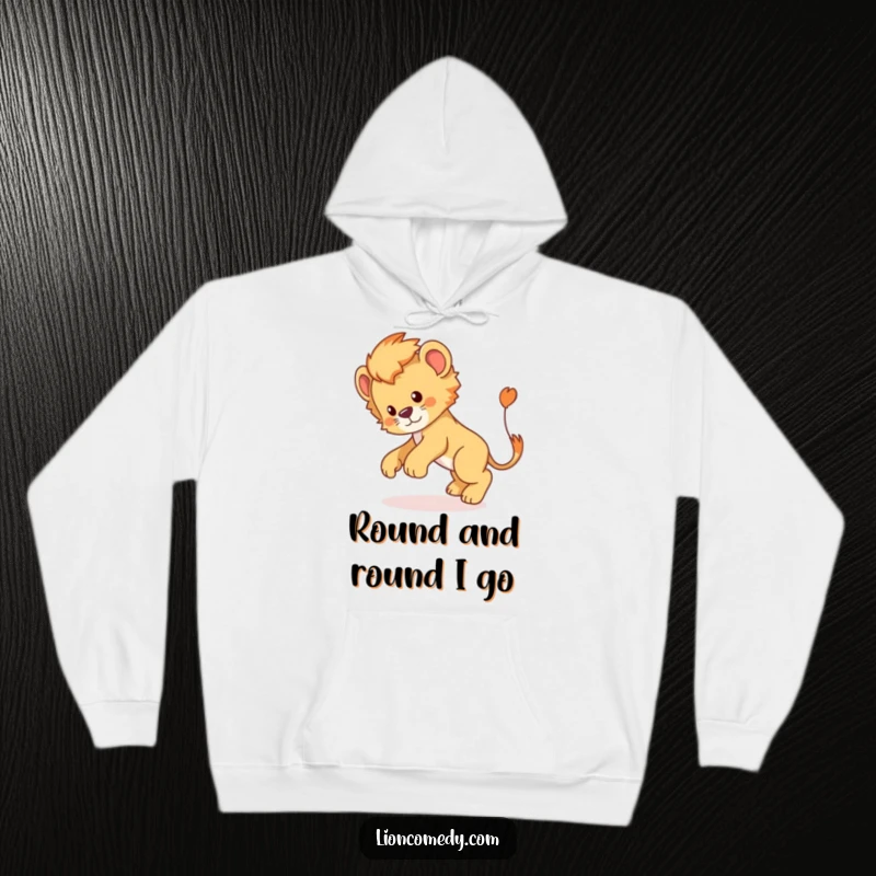 Funny Lion Cub Hoodie: A comical lion cub chasing its tail adds a touch of funny charm to this cozy garment.