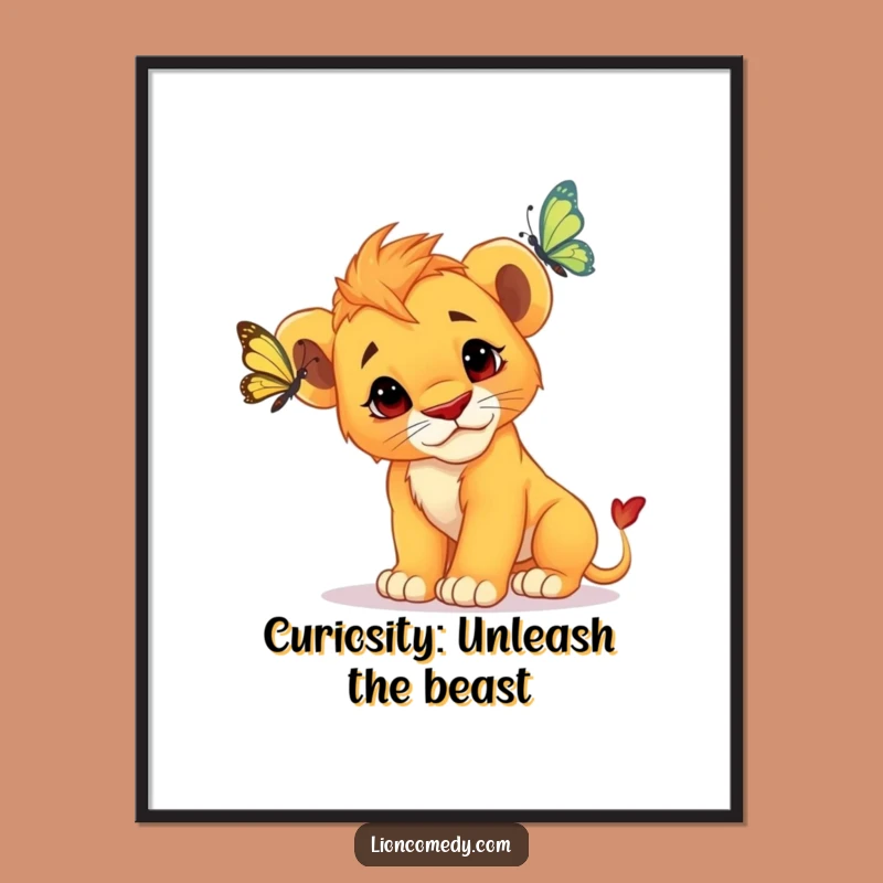 Free Printable Lion Cub Wall Art: Funny Curious Cub Decor, Instant Download