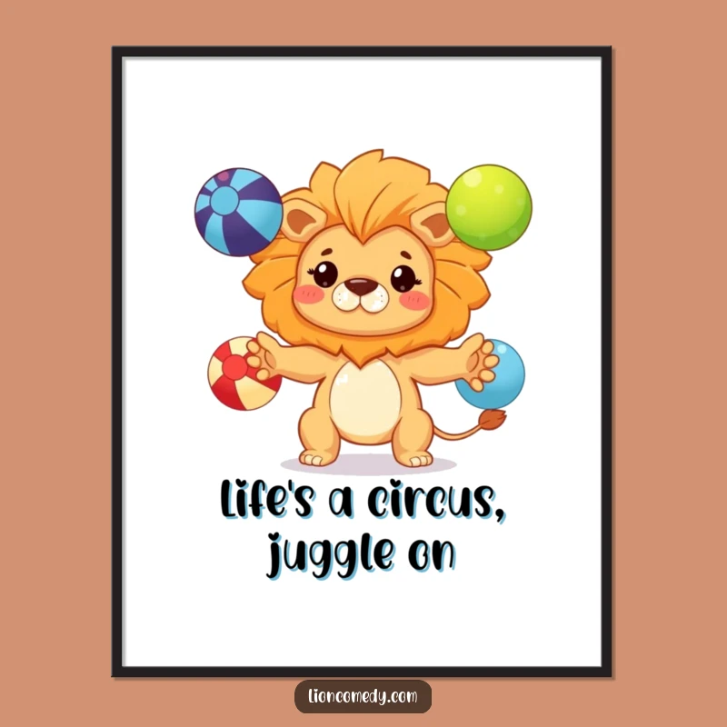 Free Printable Wall Art: Funny Juggling Lion, Quirky Downloadable Art!