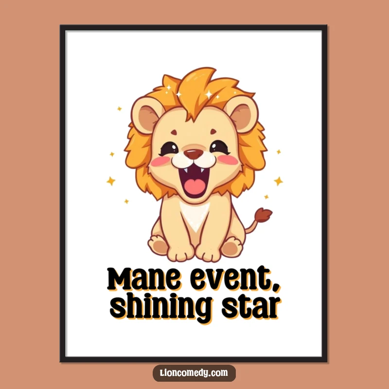 Free Printable Wall Art: Roaring Lion Cub Stars, Funny Downloadable Decor Gift
