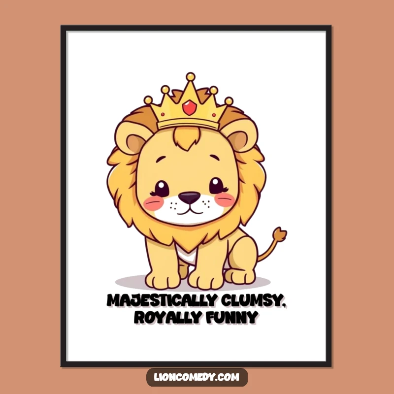 Free Printable Wall Art: Funny Regal Lion Stumbles, Quirky Downloadable Art!