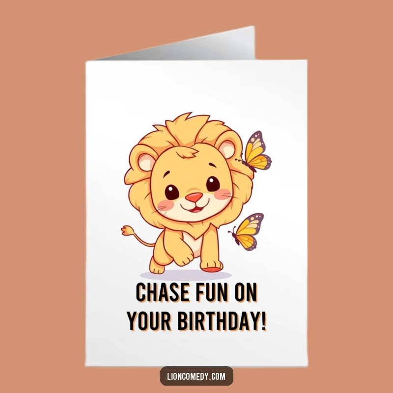 Let the birthday fun flutter in with this free printable lion and butterfly card! Print at home for a lighthearted surprise.