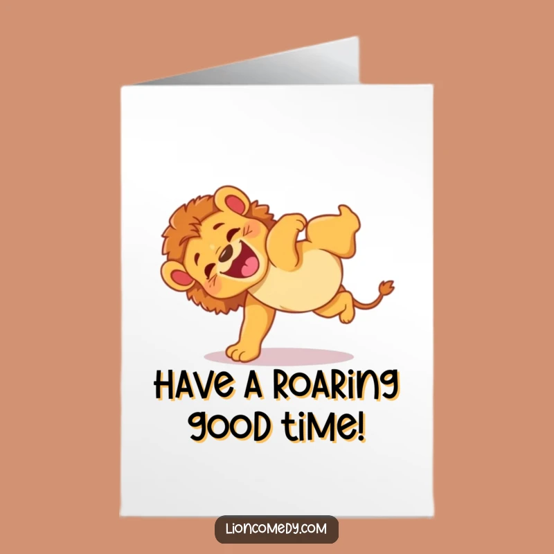 Wish them a hilariously happy birthday with this free printable card of a tumbling lion cub! Easy print at home fun.