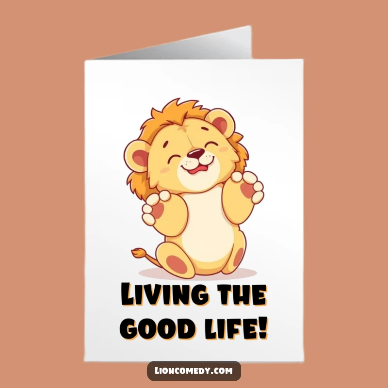 Free Printable Birthday Card: Joyful Lion Cub Funny Downloadable Gift