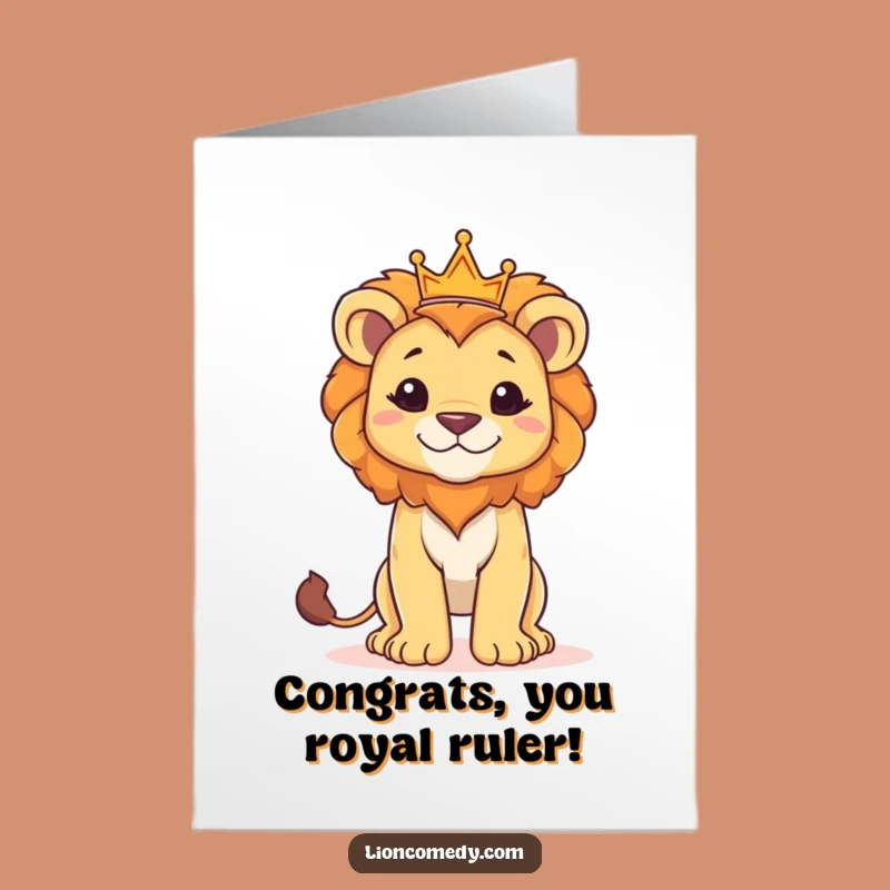 Free Printable Lion Cub King Congrats Card: Celebrate Success with Young Royalty Downloadable