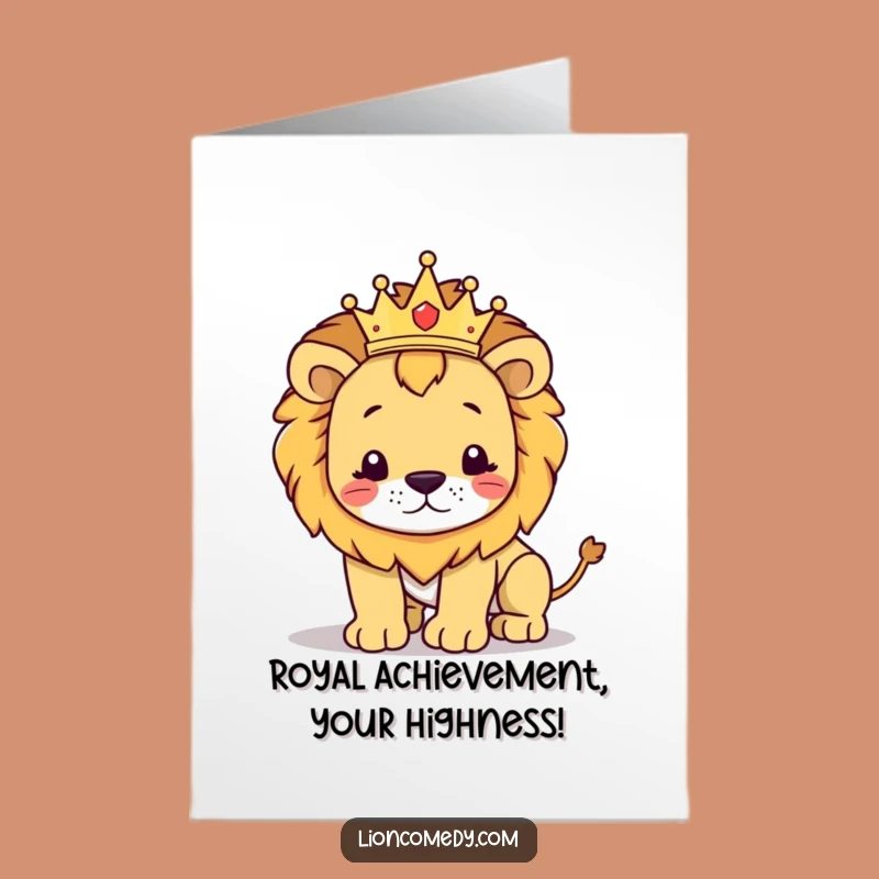 Free Printable Congrats Card: Regal Lion Stumbles, Hilarious DIY Winner!