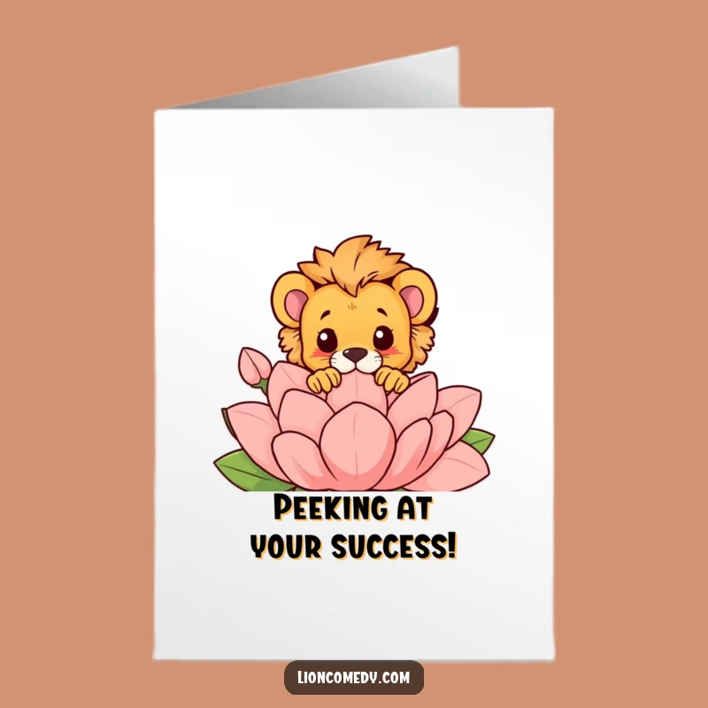 Free Printable Congrats Card: Shy Lion Cub Funny Downloadable Gift