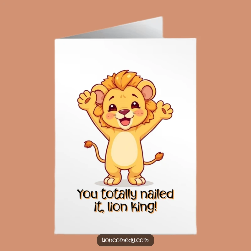 Free Printable Lion Cub Congrats Card: Celebrate Victories with this Hilarious Downloadable