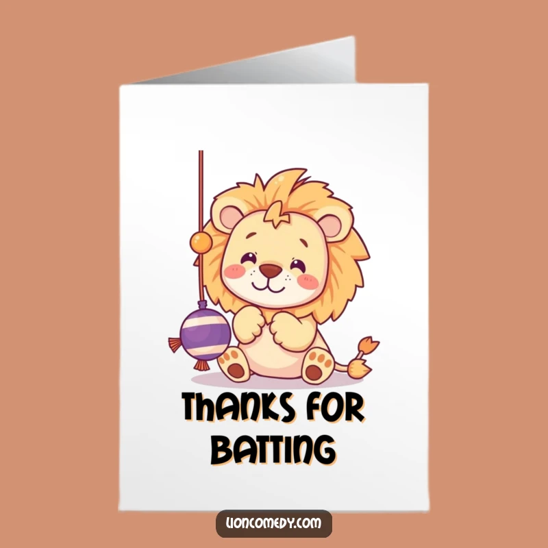 Free Printable Thank You Card: Kawaii Lion Toy - Funny Downloadable Gift!